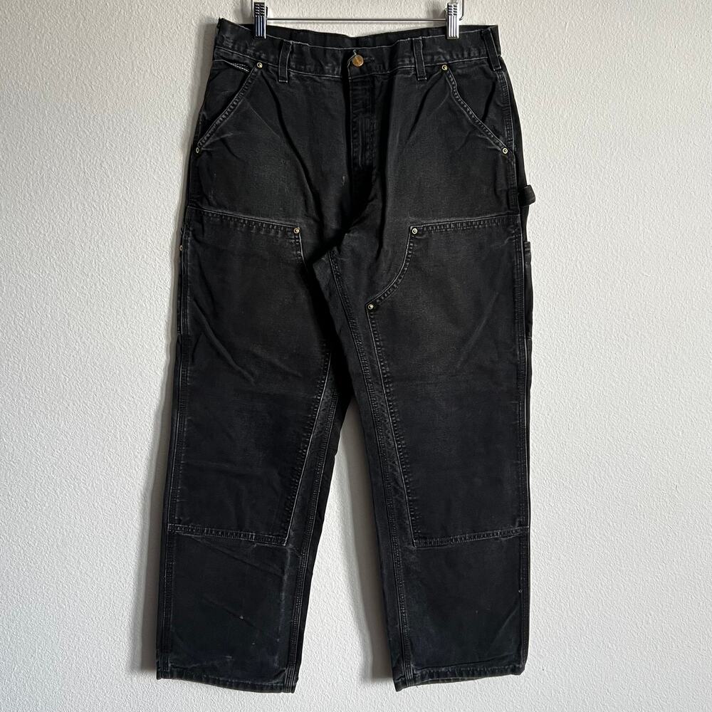 Carhartt B01 BLK faded black double knee work wear carpenter pants